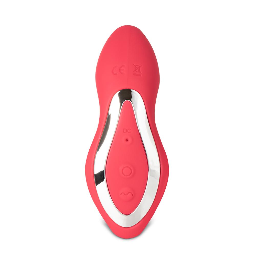 12-Speed Remote Control Red Silicone Thrusting Vibrator with Sucking Function