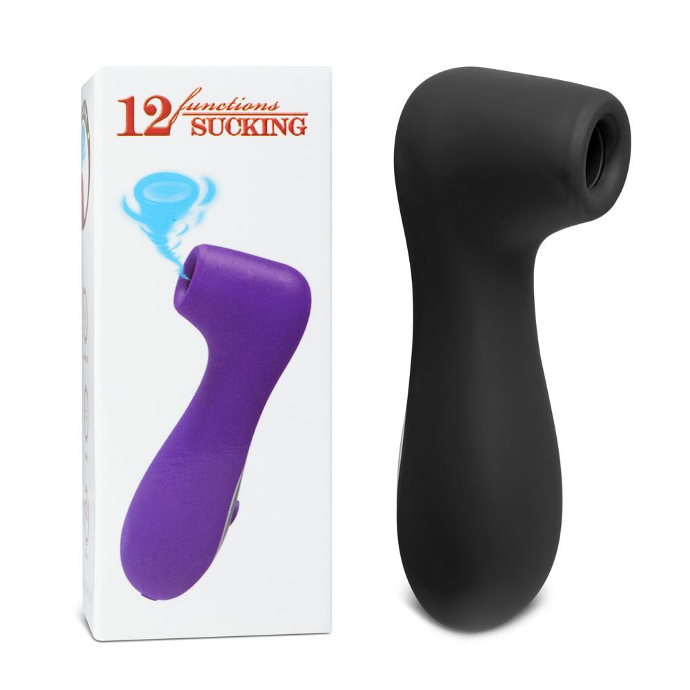 12 Speeds Black Color Silicone Rechargeable Clitoral Stimulator