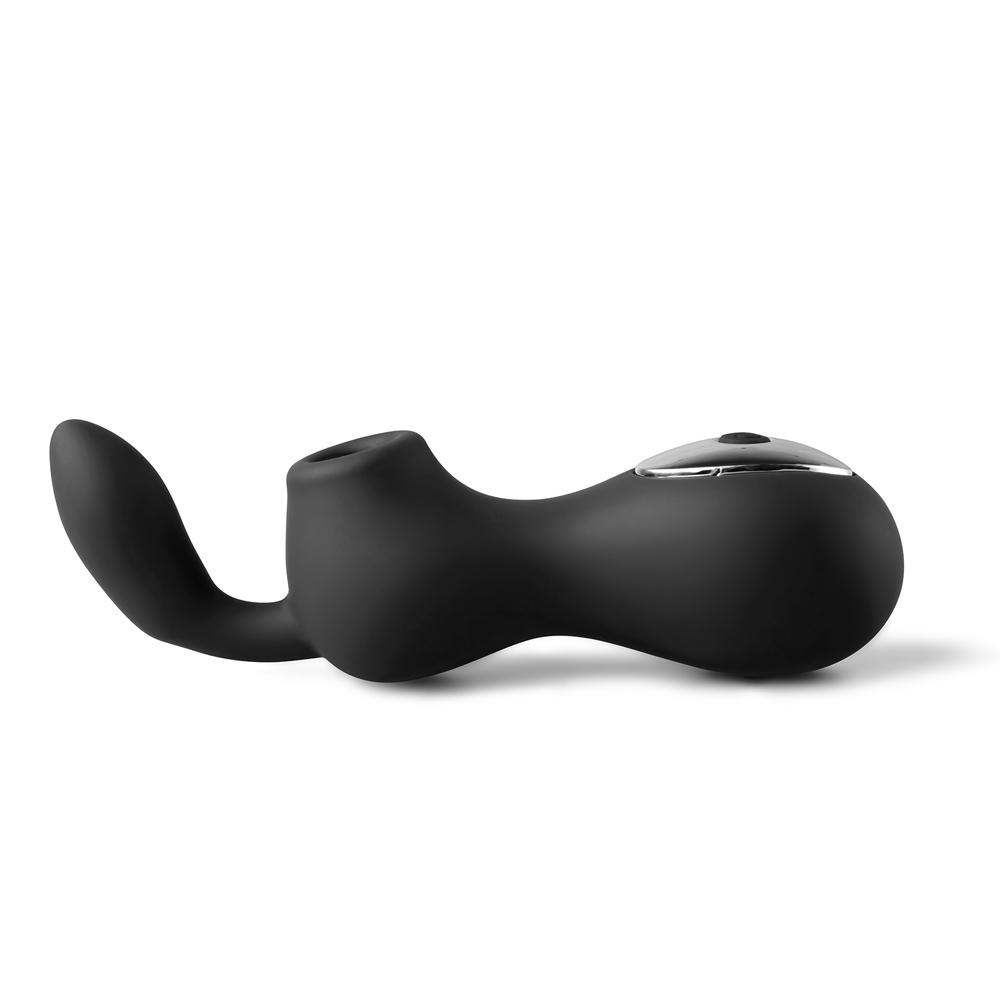 12 Speeds Black Color Silicone Rechargeable Clitoral Stimulator with 2 Motors