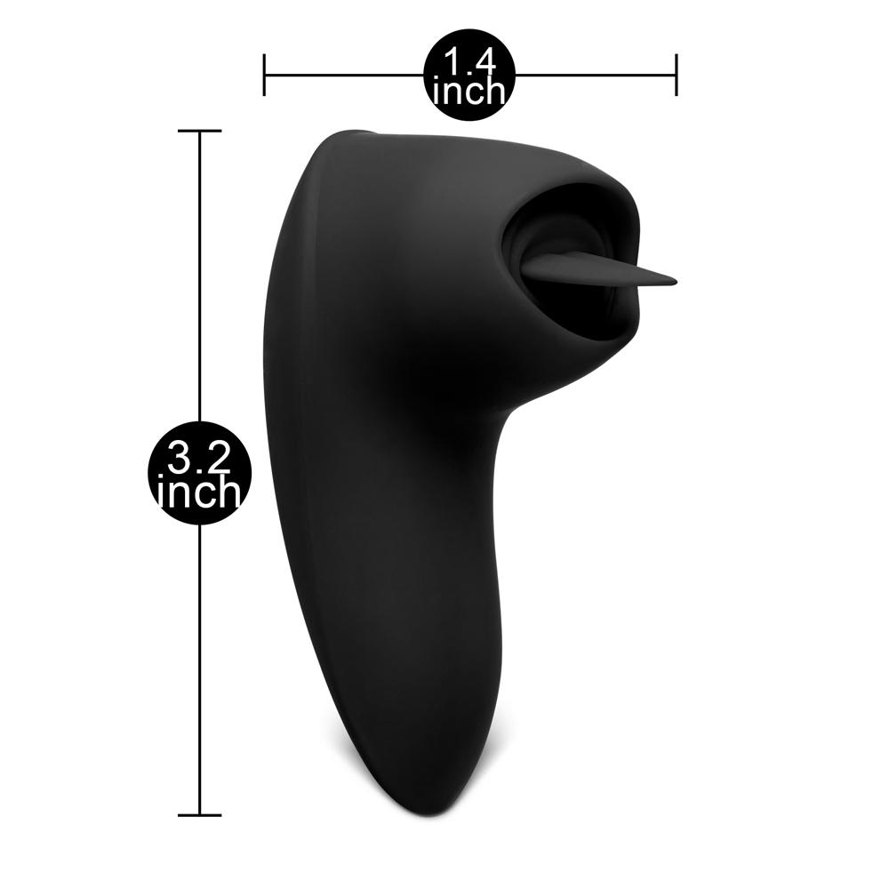 12 Speeds Black Color Silicone Rechargeable Vibrator with Tongue