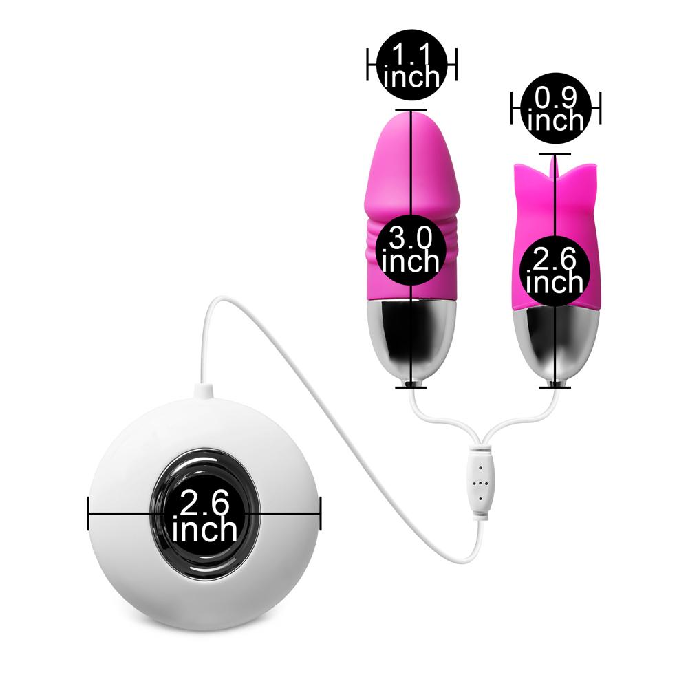 12 Speeds Magenta Color Penis Shape Vibrator and Tongue Vibrator