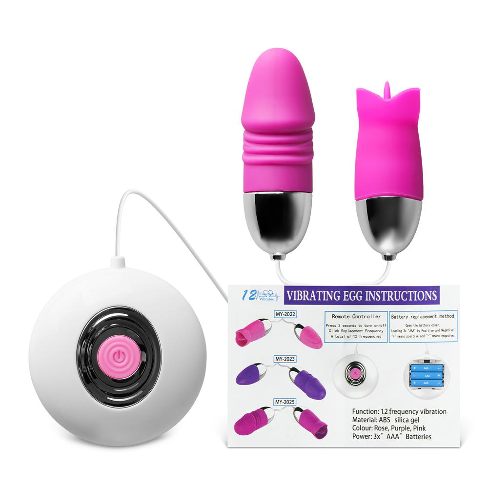 12 Speeds Magenta Color Penis Shape Vibrator and Tongue Vibrator