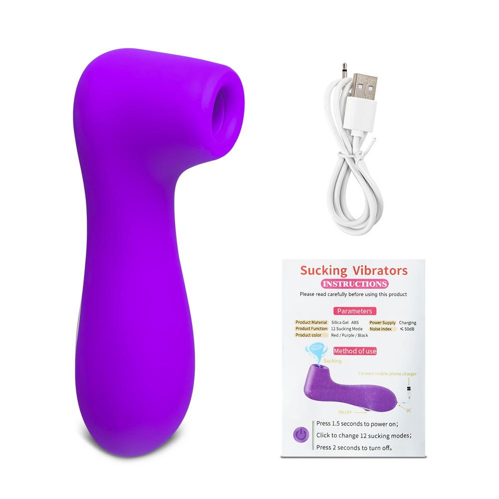 12 Speeds Purple Color Silicone Rechargeable Clitoral Stimulator