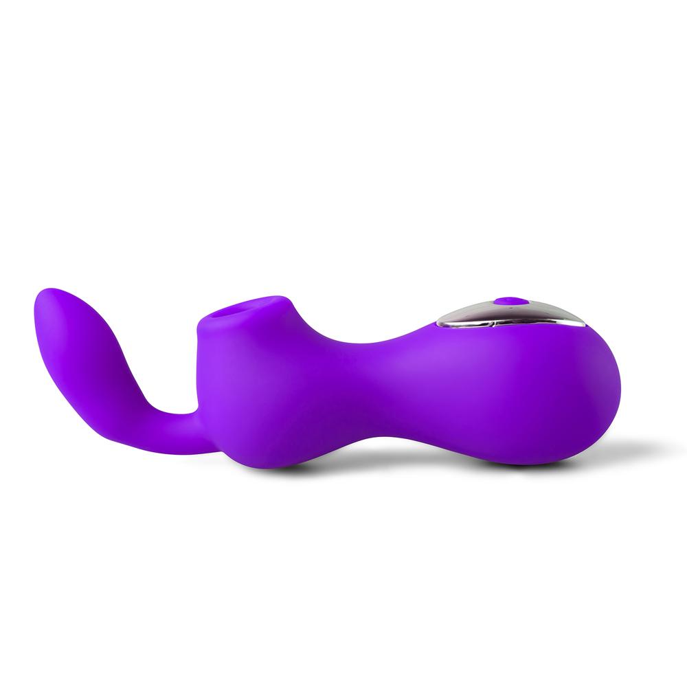 12 Speeds Purple Color Silicone Rechargeable Clitoral Stimulator with 2 Motors