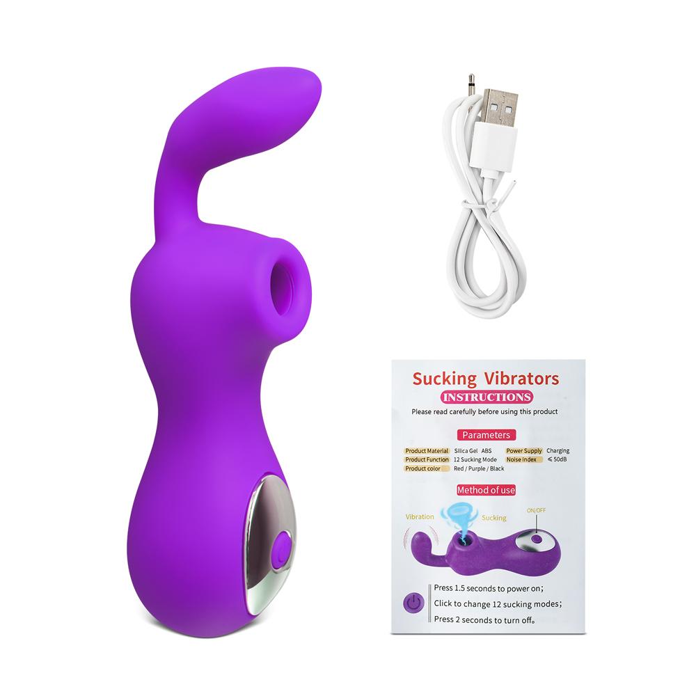 12 Speeds Purple Color Silicone Rechargeable Clitoral Stimulator with 2 Motors