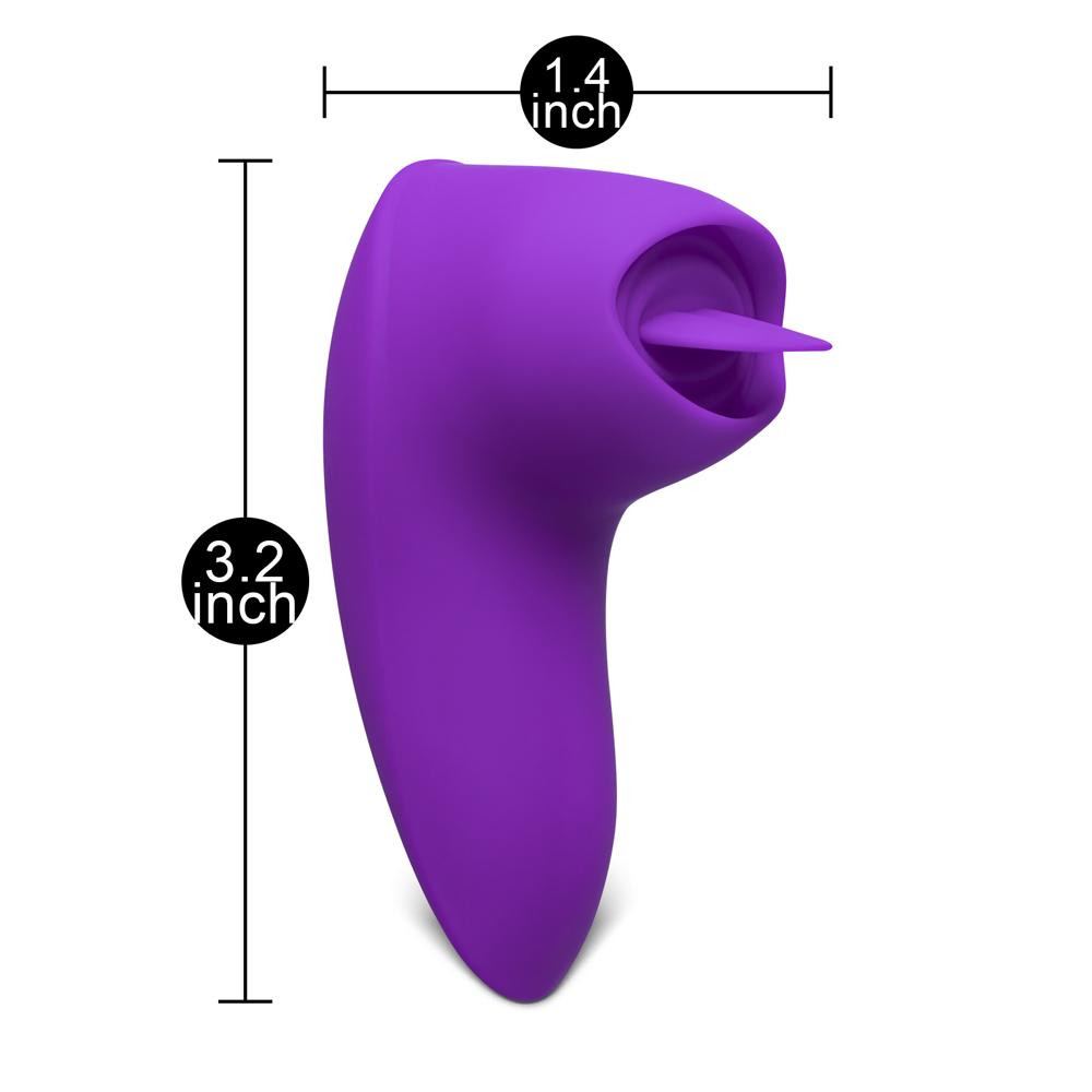 12 Speeds Purple Color Silicone Rechargeable Vibrator with Tongue