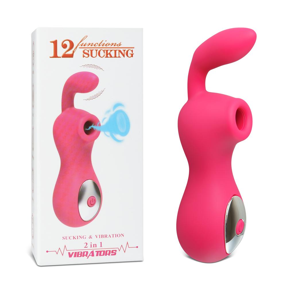 12 Speeds Red Color Silicone Rechargeable Clitoral Stimulator with 2 Motors