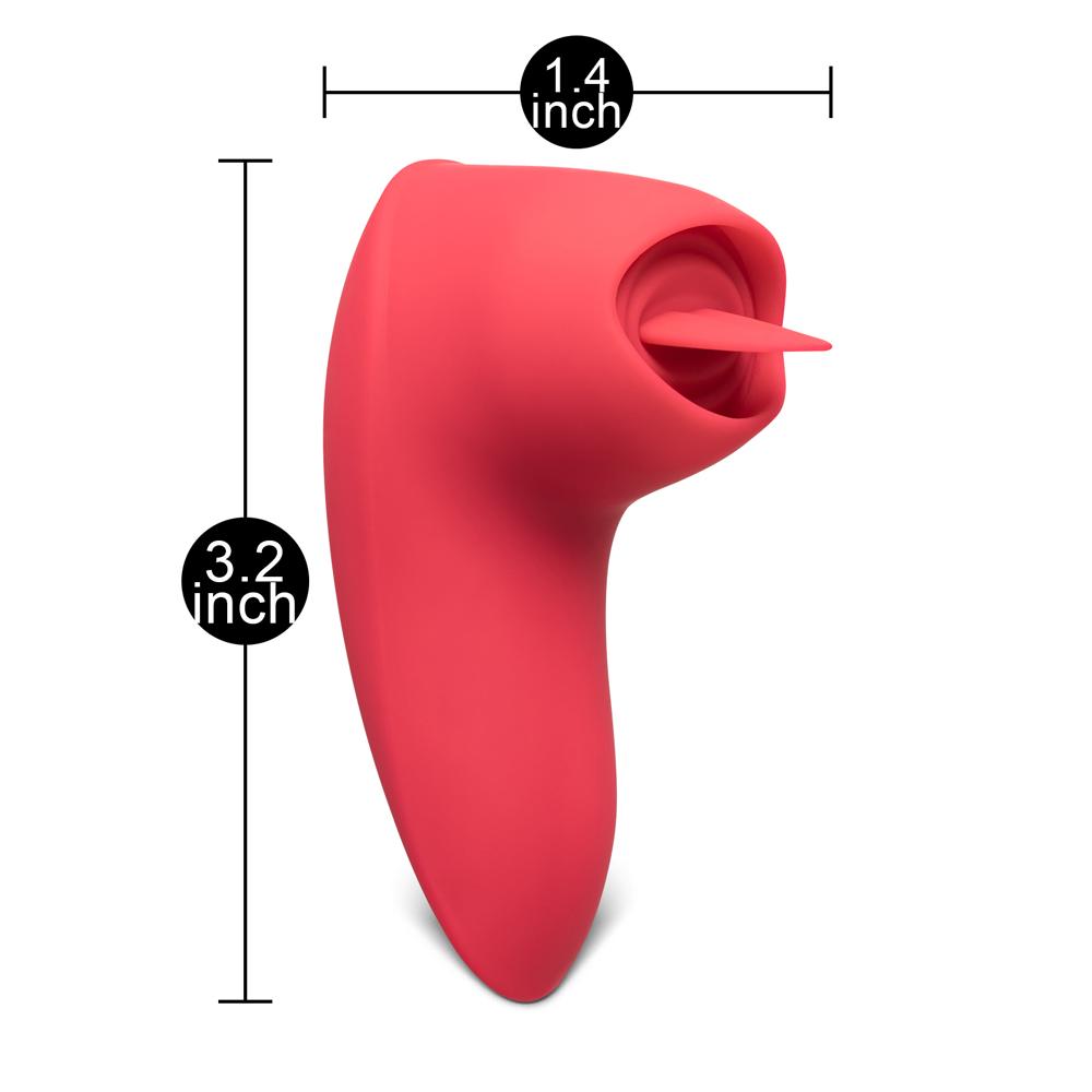 12 Speeds Red Color Silicone Rechargeable Vibrator with Tongue