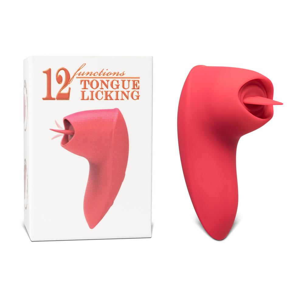 12 Speeds Red Color Silicone Rechargeable Vibrator with Tongue