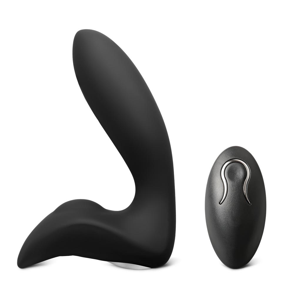 12 Speeds Remote Control Rechargeable Black Silicone Prostate Massager