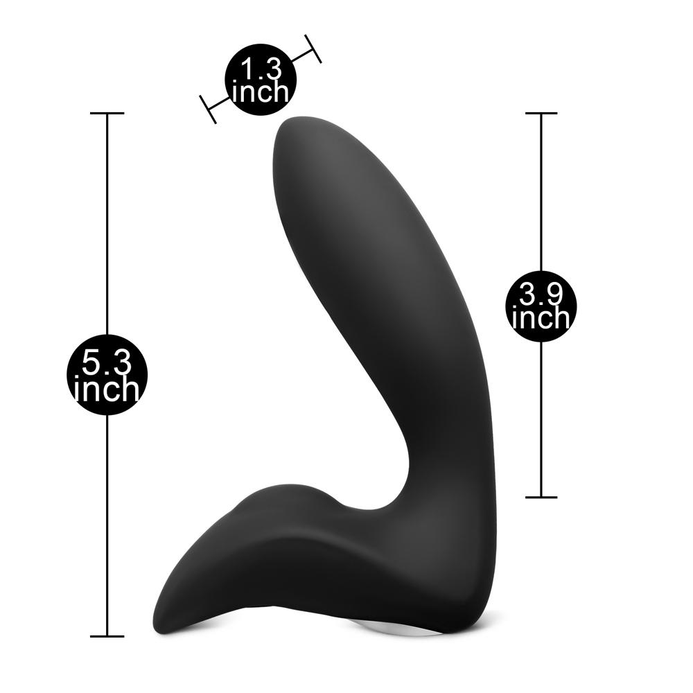 12 Speeds Remote Control Rechargeable Black Silicone Prostate Massager