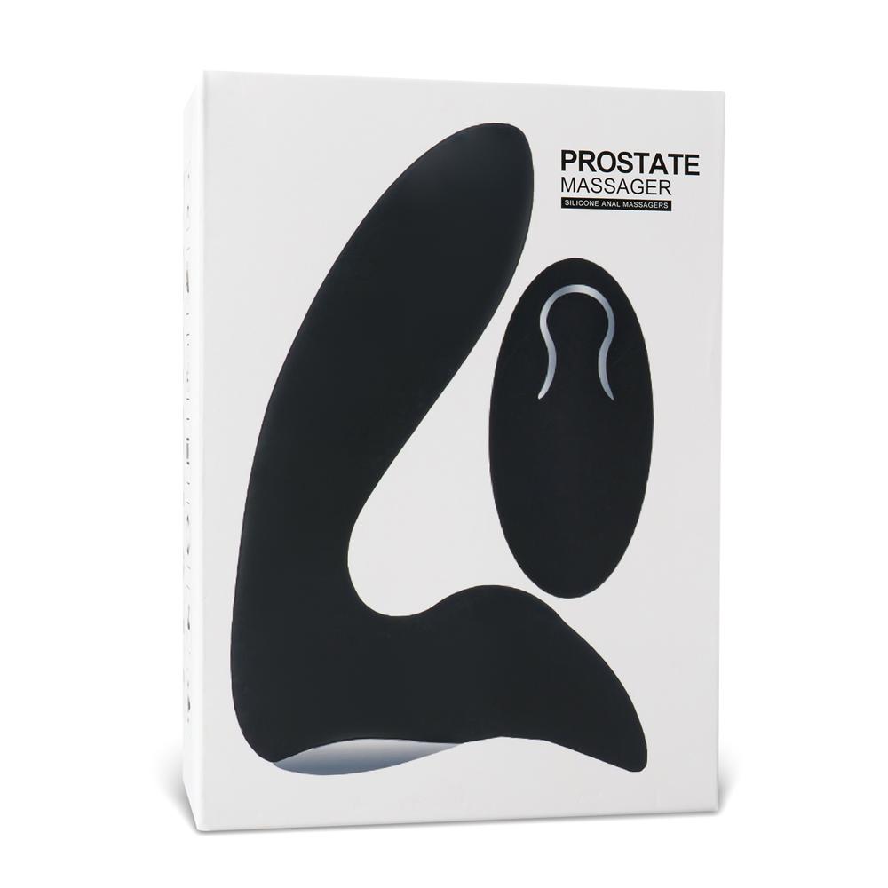 12 Speeds Remote Control Rechargeable Black Silicone Prostate Massager