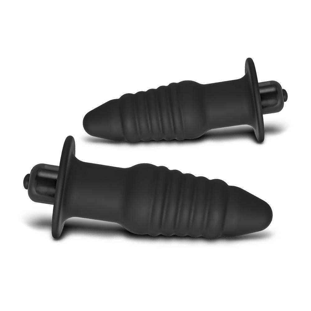 2 PCS Black Color Vibrating Silicone Butt Plug