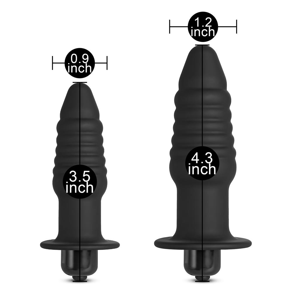 2 PCS Black Color Vibrating Silicone Butt Plug