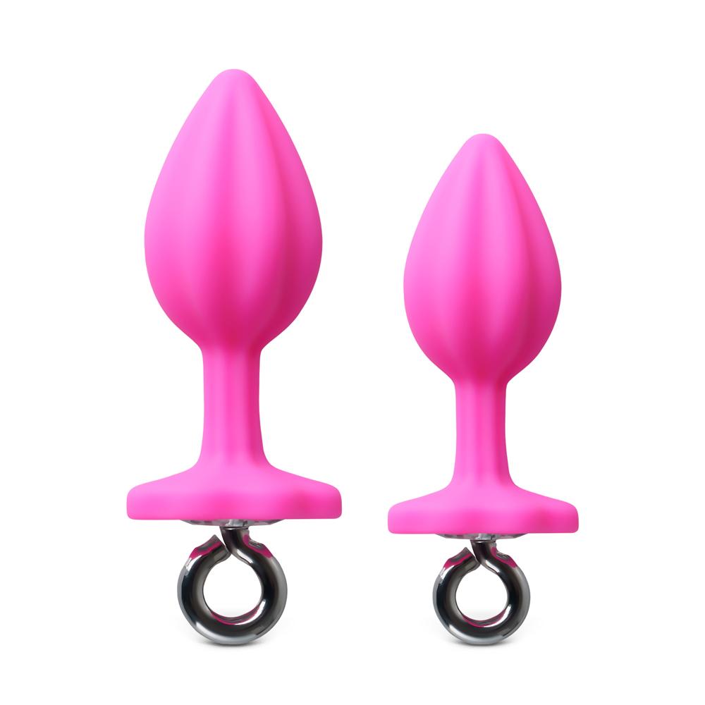 2-Piece Magenta Silicone Plug Set with Loop Handle