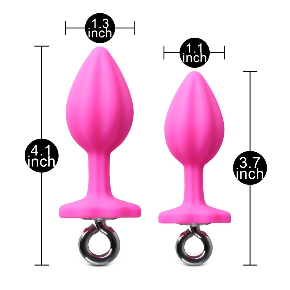 2-Piece Magenta Silicone Plug Set with Loop Handle