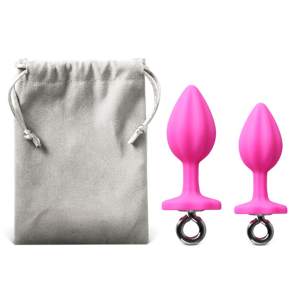 2-Piece Magenta Silicone Plug Set with Loop Handle