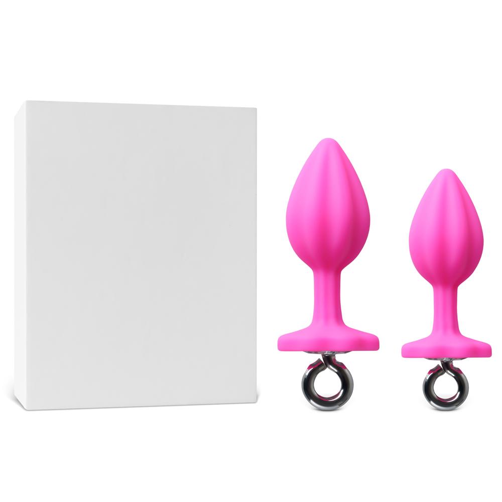 2-Piece Magenta Silicone Plug Set with Loop Handle