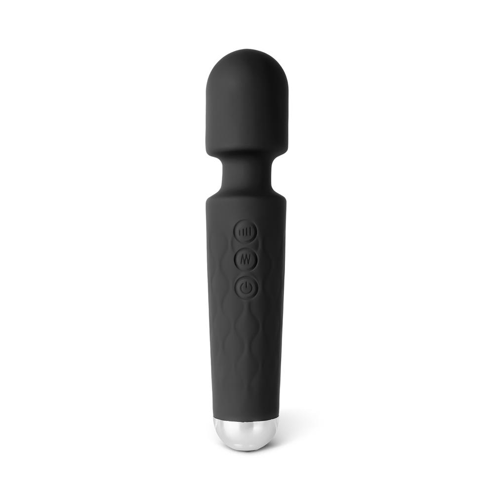 20-Speed Black Silicone Rechargeable Magic Wand Massager