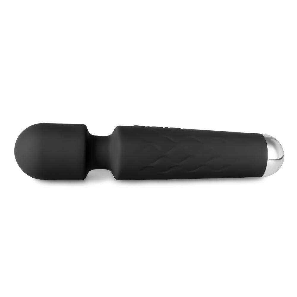 20-Speed Black Silicone Rechargeable Magic Wand Massager