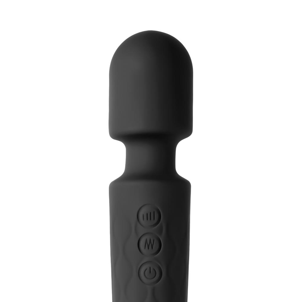 20-Speed Black Silicone Rechargeable Magic Wand Massager