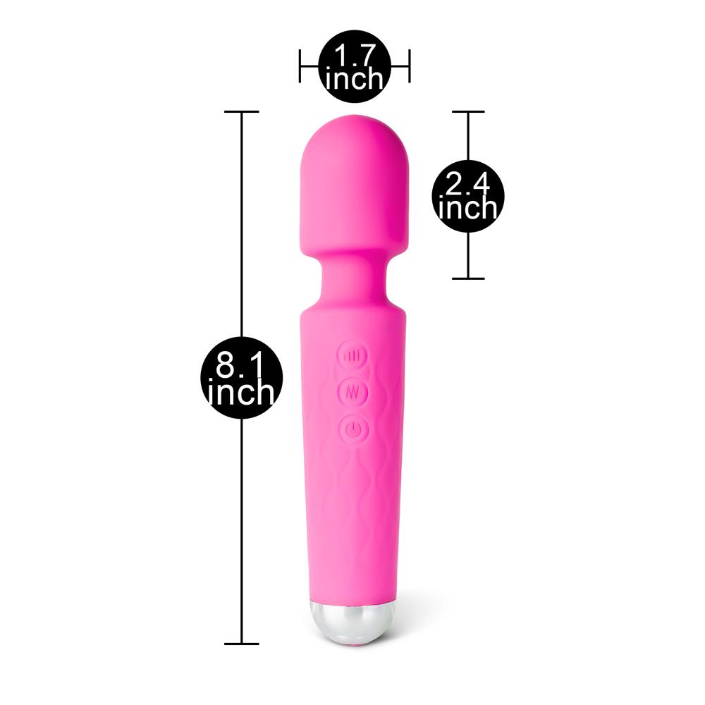 20-Speed Magenta Silicone Rechargeable Magic Wand Massager