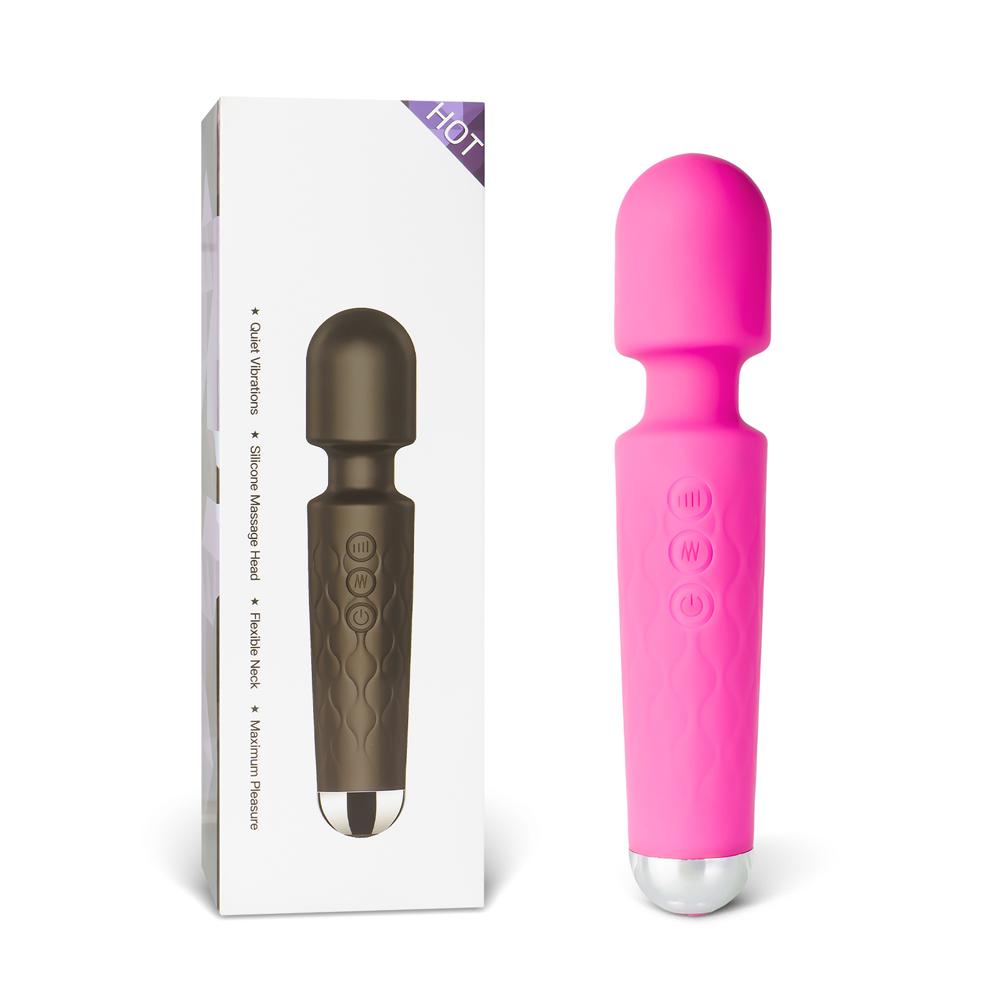 20-Speed Magenta Silicone Rechargeable Magic Wand Massager