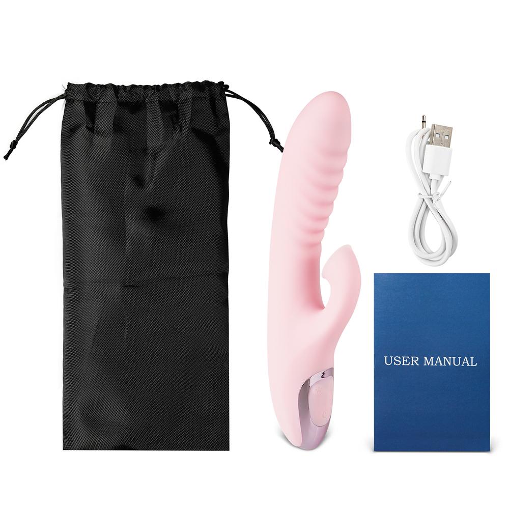 20-Speed Pink Color Silicone Rabbit Vibrator with Clitoral Sucking Stimulator