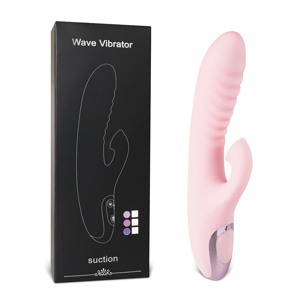 20-Speed Pink Color Silicone Rabbit Vibrator with Clitoral Sucking Stimulator