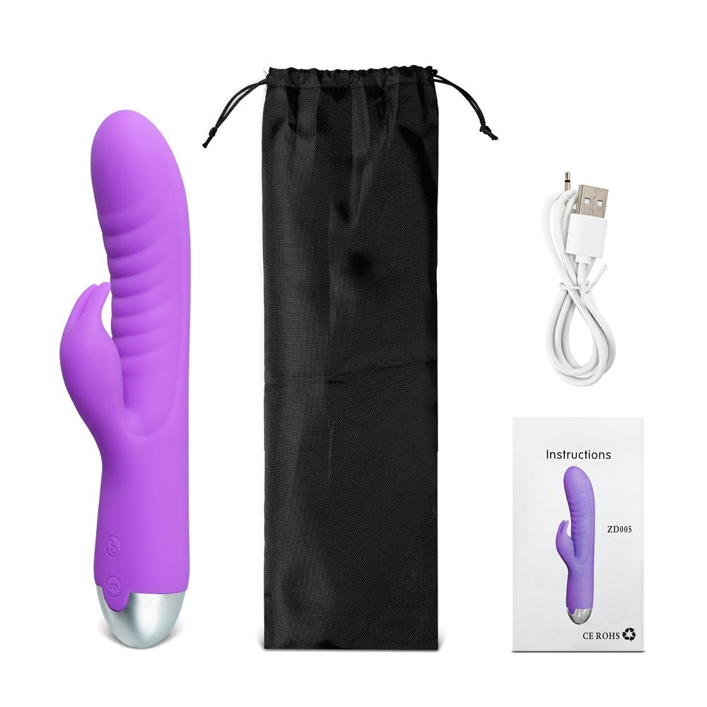 20-Speed Purple Color Silicone Rabbit Vibrator with Finger Picking Function