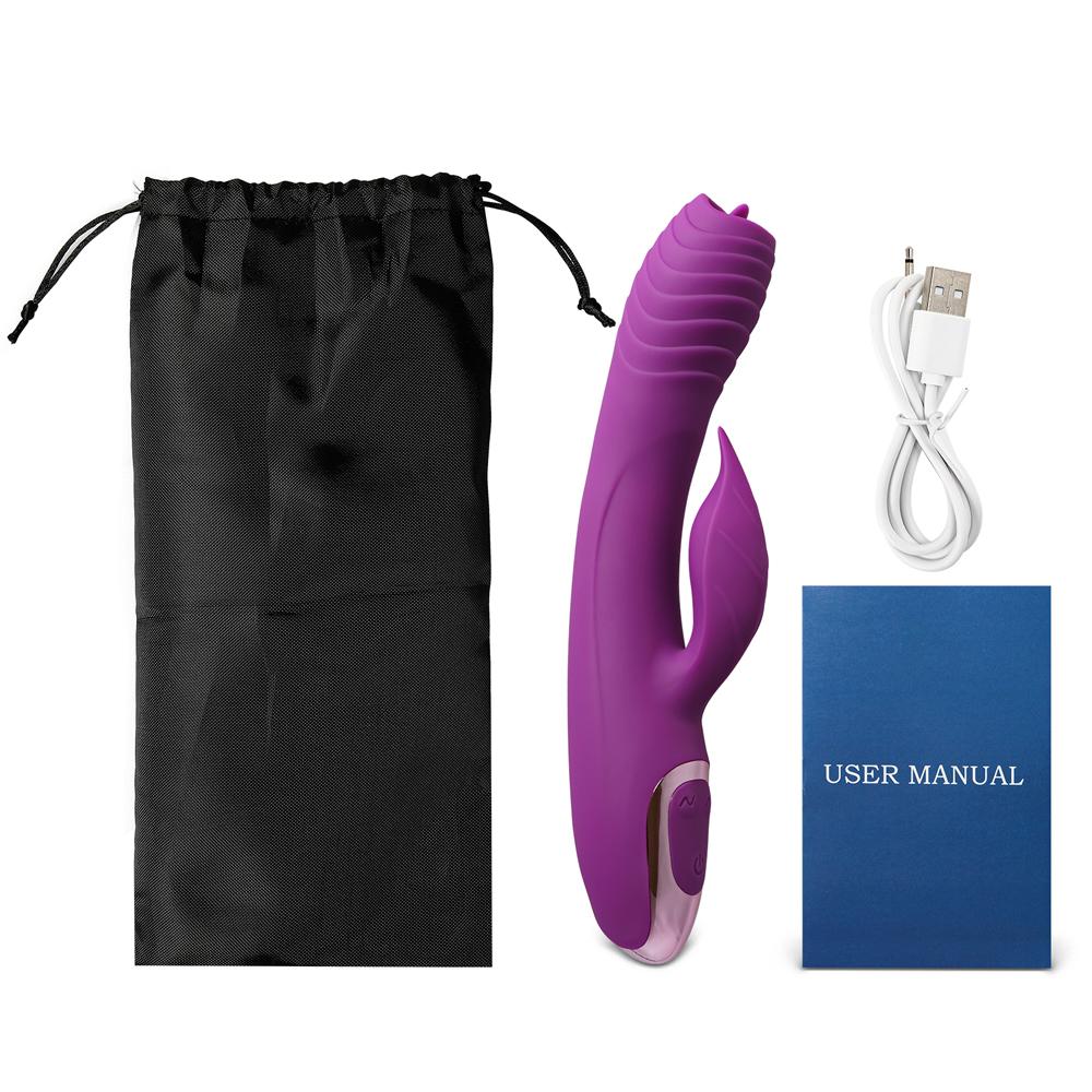 20-Speed Purple Color Silicone Rabbit Vibrator with Vibrating Tongue