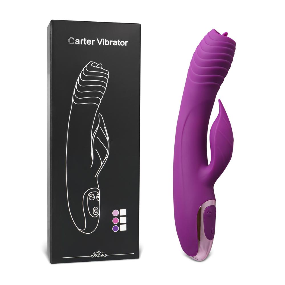 20-Speed Purple Color Silicone Rabbit Vibrator with Vibrating Tongue