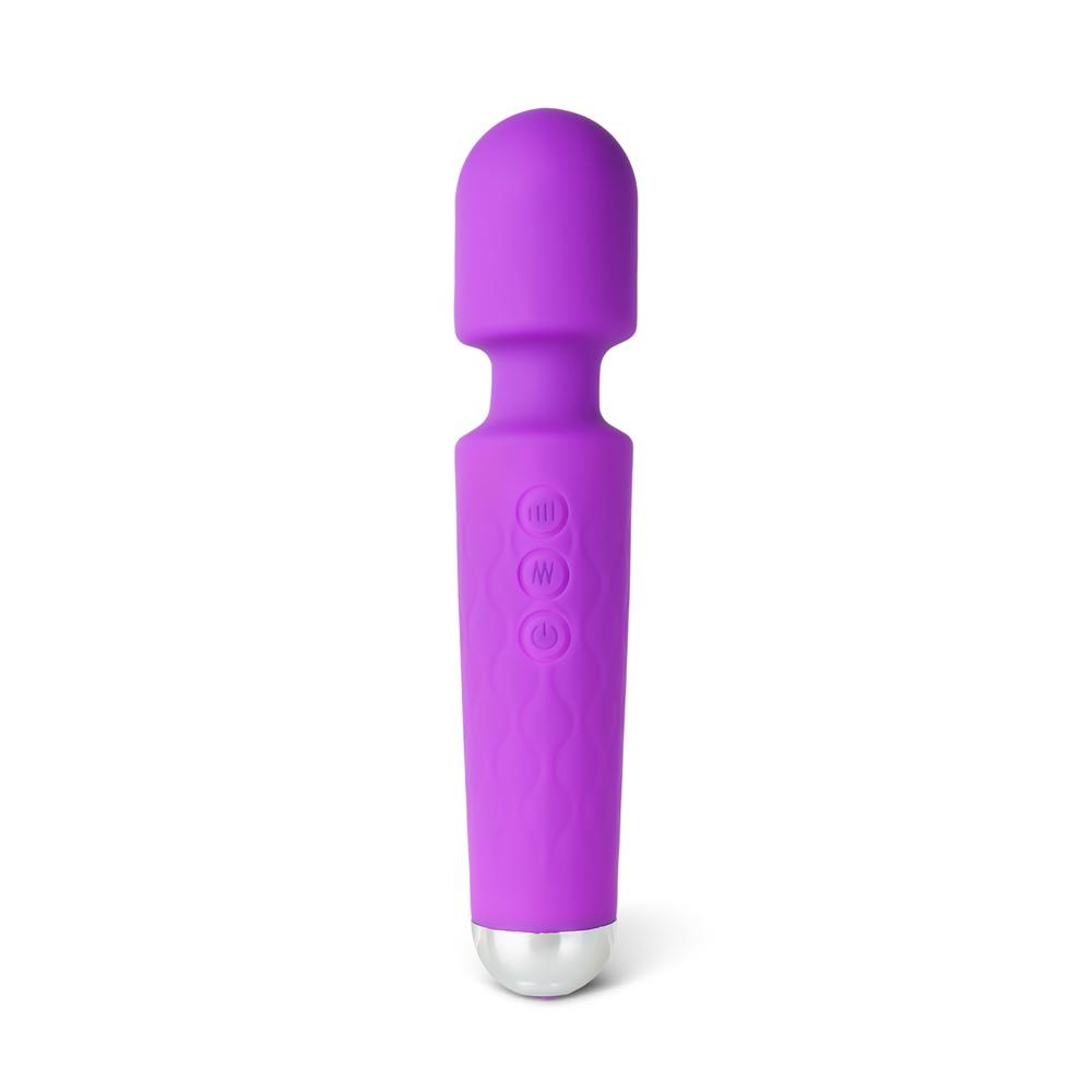 20-Speed Purple Silicone Rechargeable Magic Wand Massager