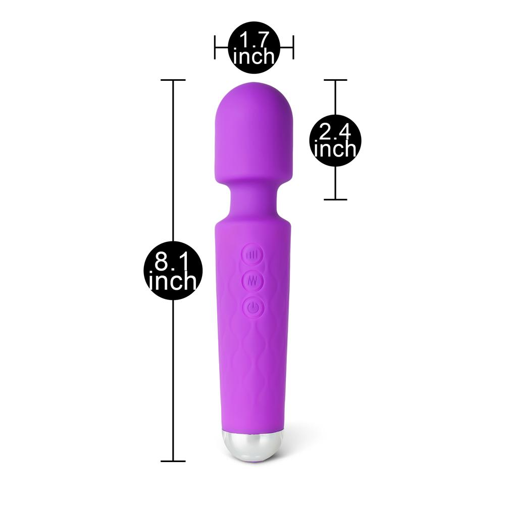 20-Speed Purple Silicone Rechargeable Magic Wand Massager