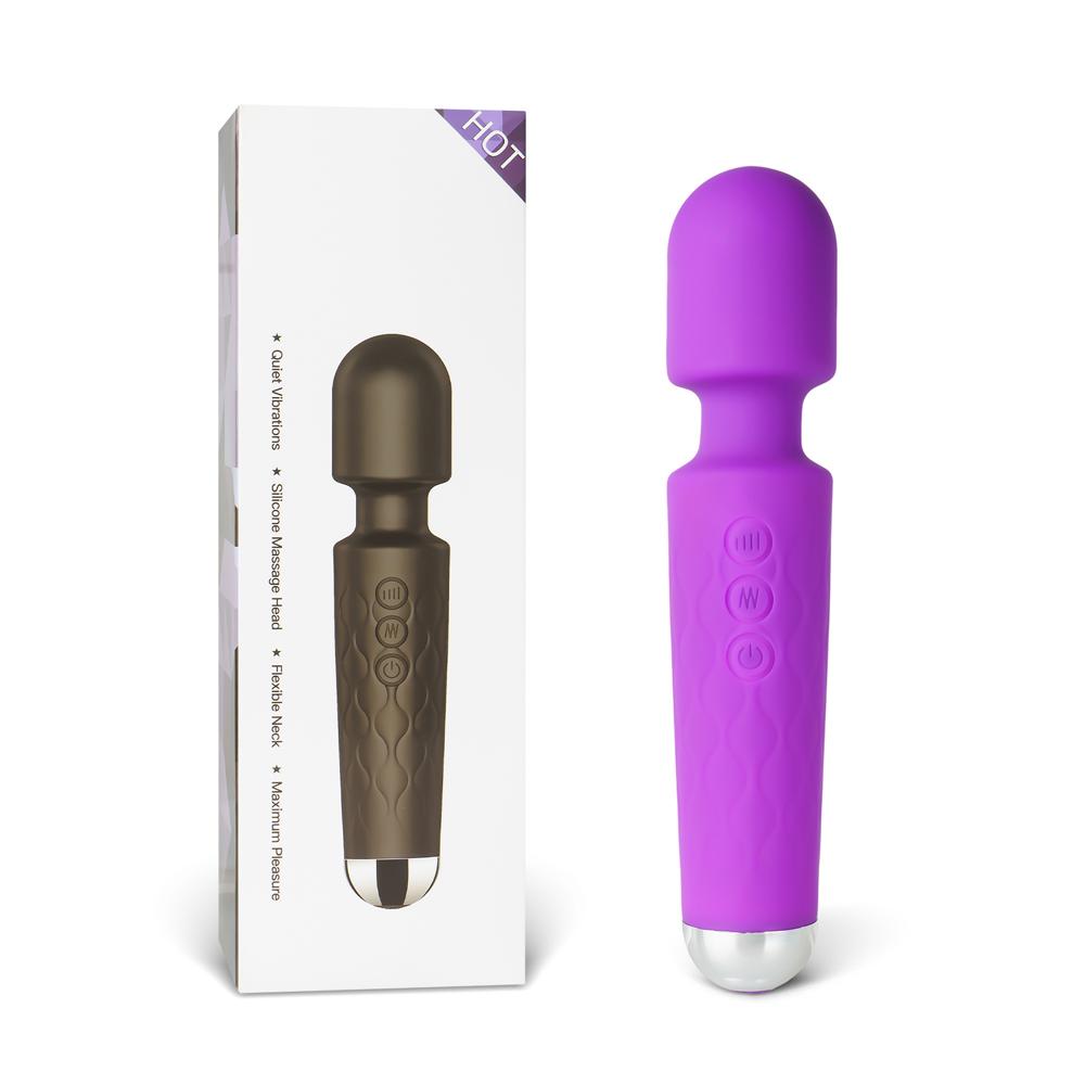 20-Speed Purple Silicone Rechargeable Magic Wand Massager