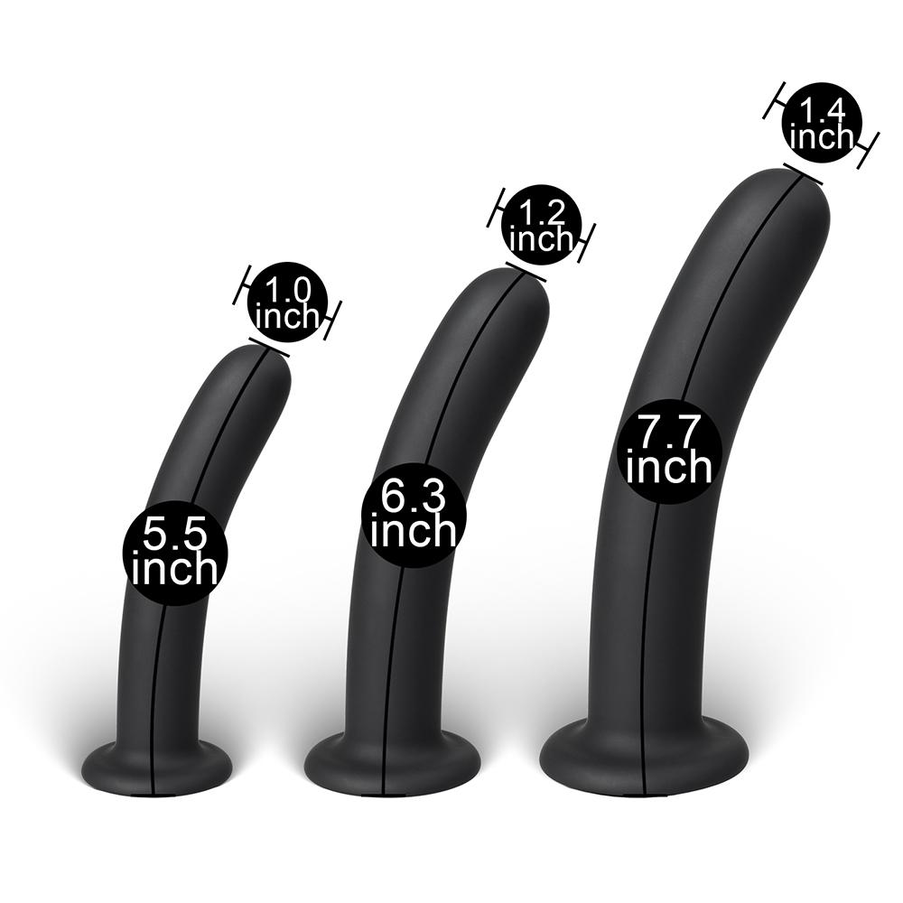 3 PCS Black Color Silicone Dildo Set For Strap On