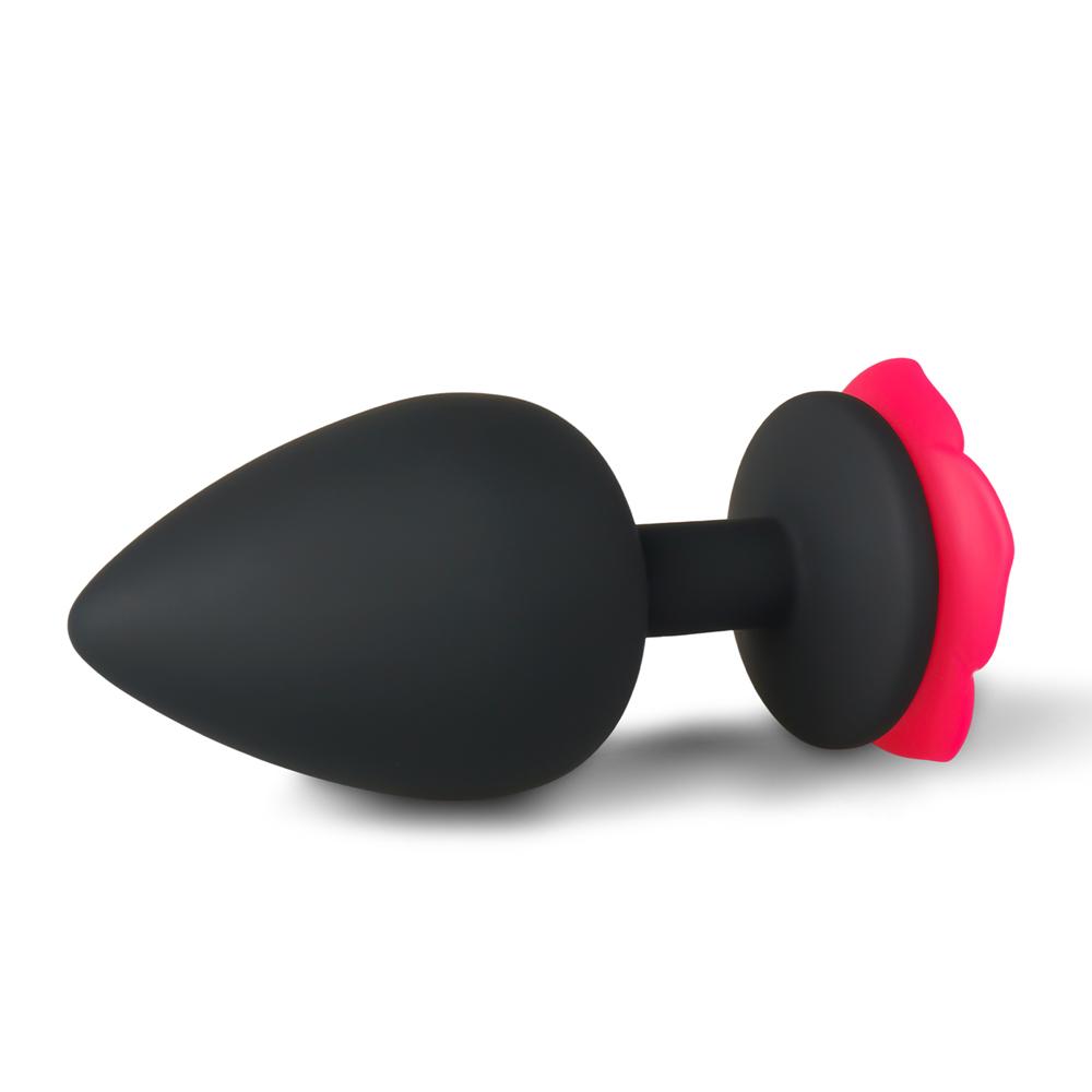 3-Piece Silicone Butt Plug Set with Rose-Shaped Red Base