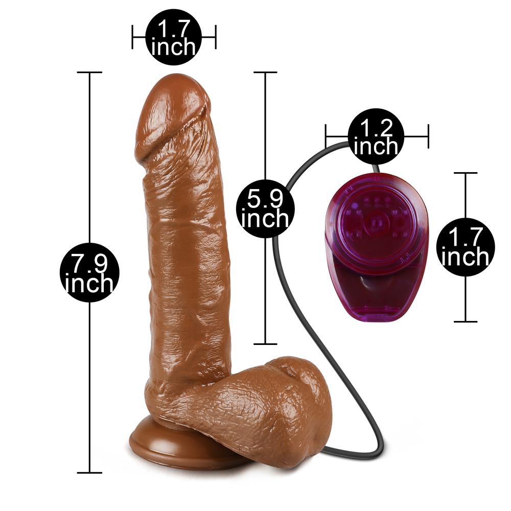 3 Speeds Rechargeable Vibrating and Rotating Brown Color Realistic Dildo (Brown Color)