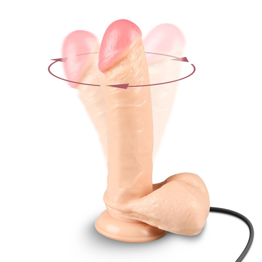 3 Speeds Rechargeable Vibrating and Rotating Flesh Color Realistic Dildo (Flesh Color)