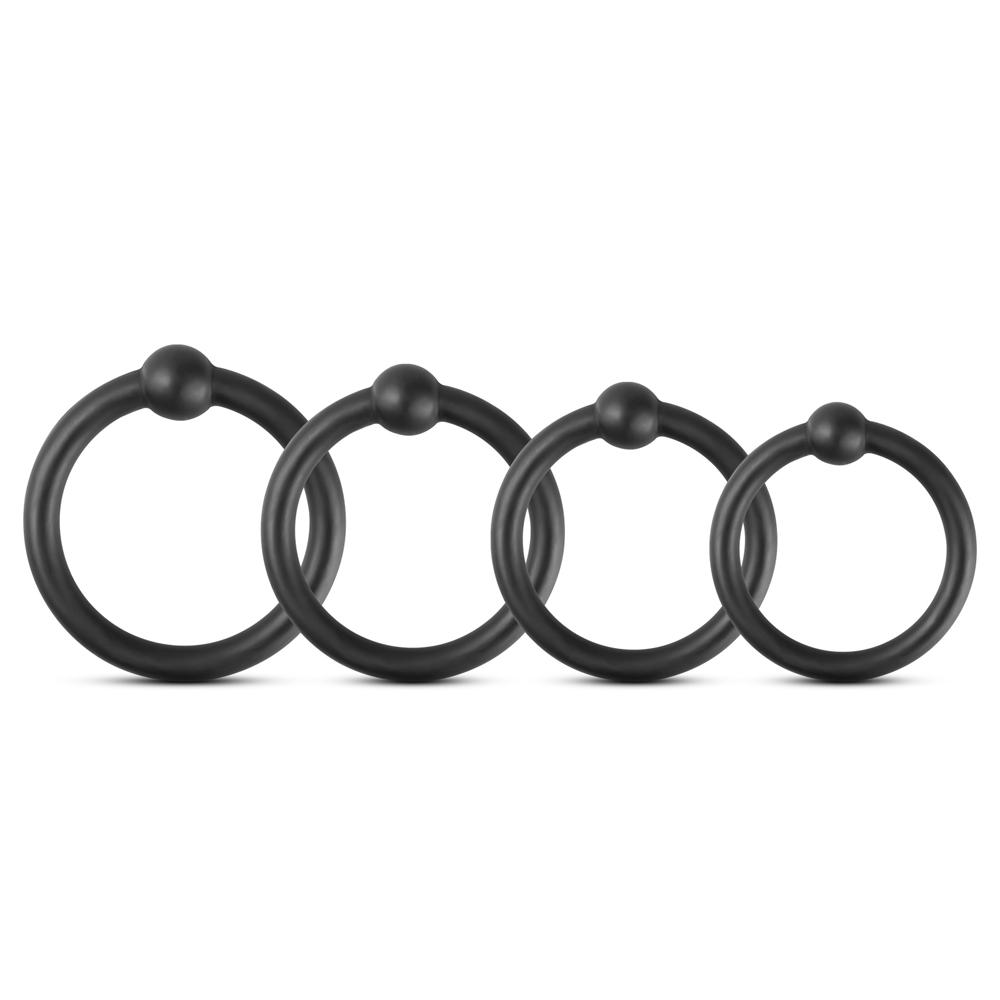 4 PCS Black Color Silicone Cock Ring Kit