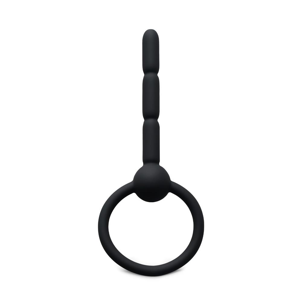 4.1'' Black Silicone Cum-Thru Penis Plug with Ring