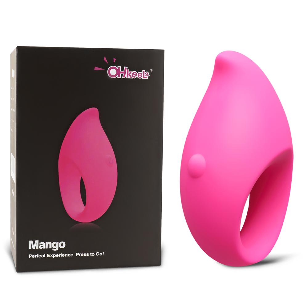 5-Speed Magenta Color Rechargeable Silicone Mango Vibrator With Ring