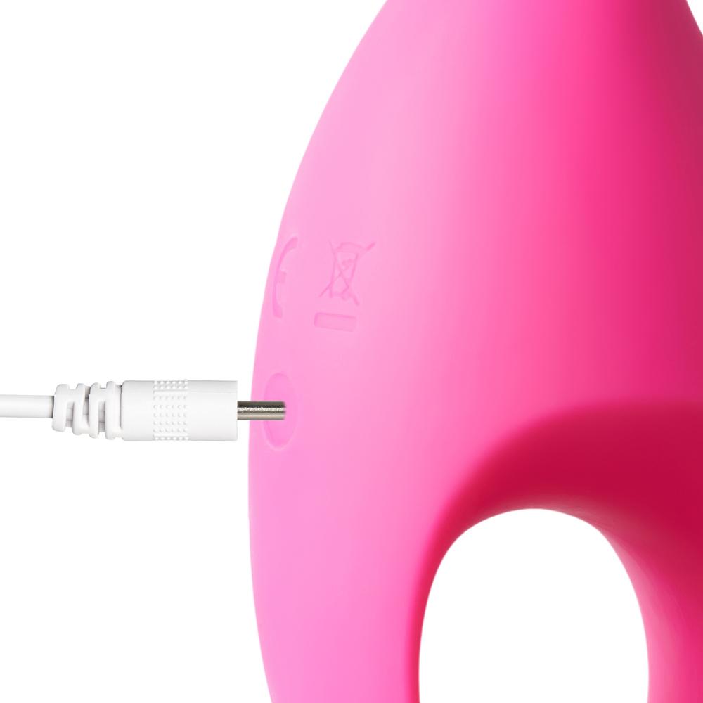 5-Speed Magenta Color Rechargeable Silicone Mango Vibrator With Ring