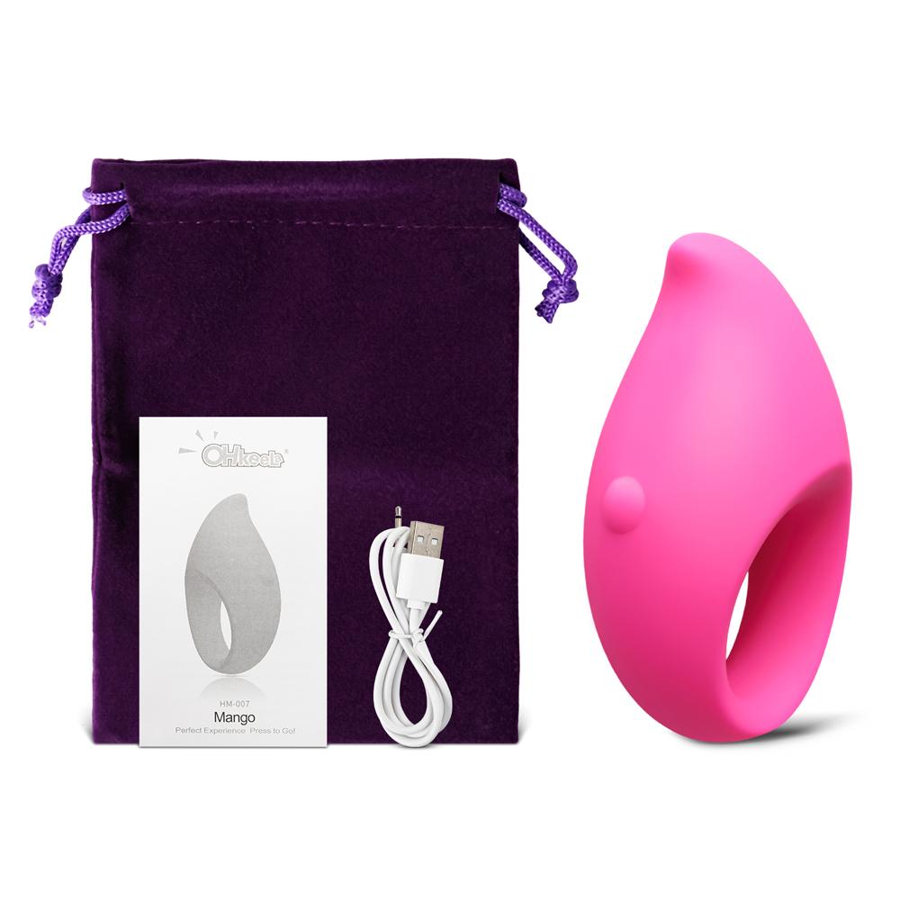 5-Speed Magenta Color Rechargeable Silicone Mango Vibrator With Ring