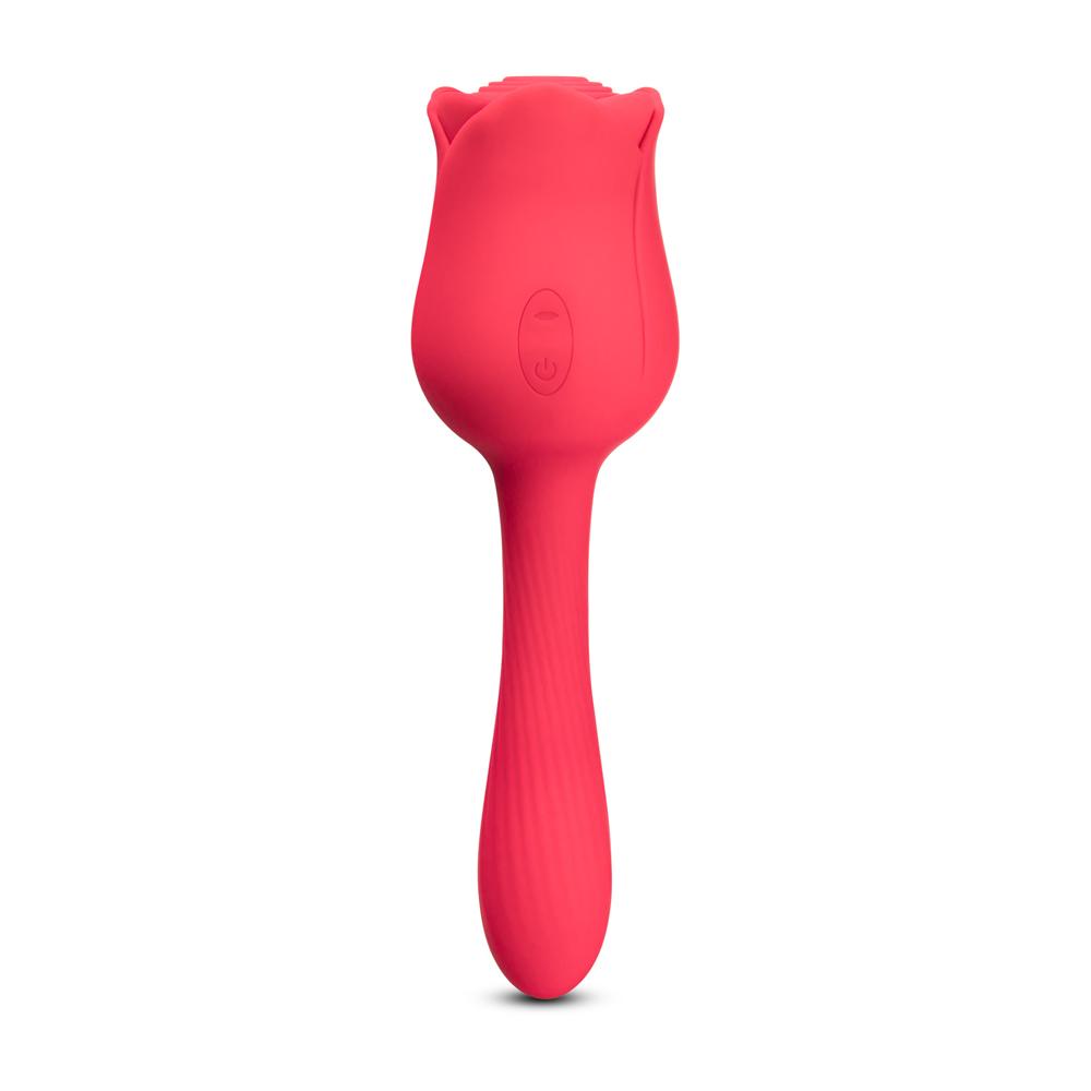 7-Function Red Color Silicone Clitoral Rose Sucking Massager with Classic Vibrator