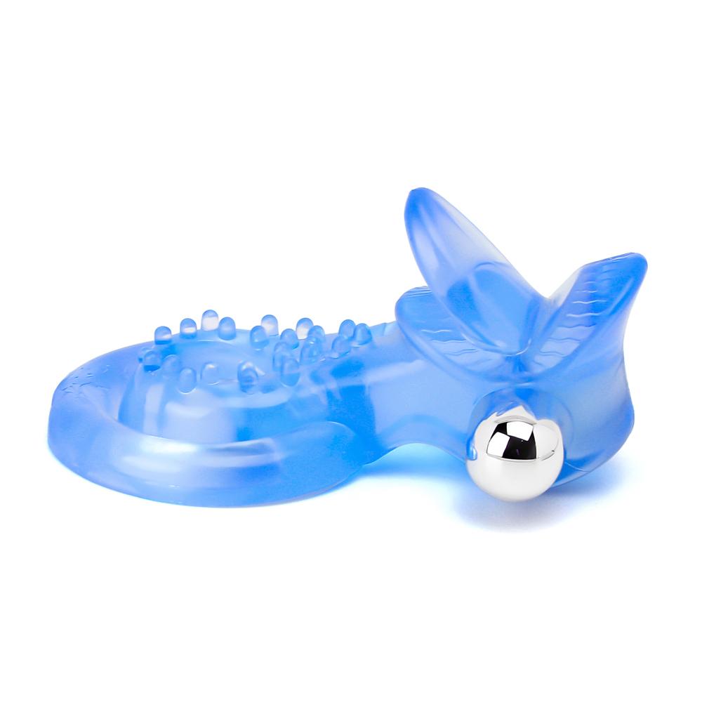 7-Function Tongue Vibrating Cock Ring in Blue Color