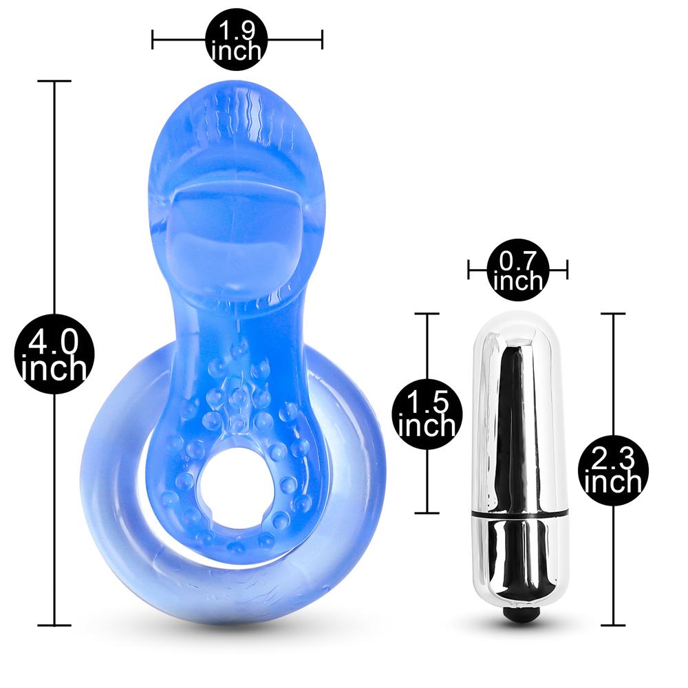 7-Function Tongue Vibrating Cock Ring in Blue Color