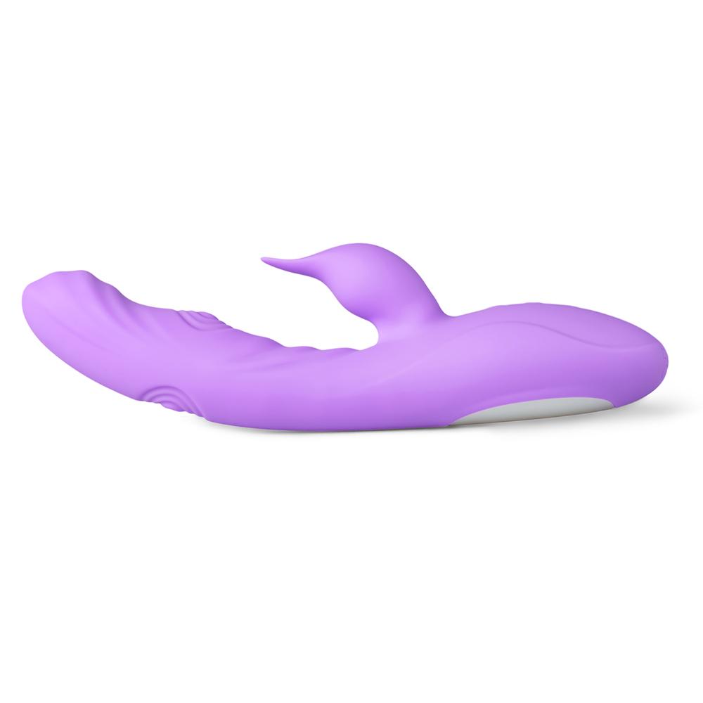 7-Speed Purple Color Silicone Rabbit Vibrator with Double Tapping Function