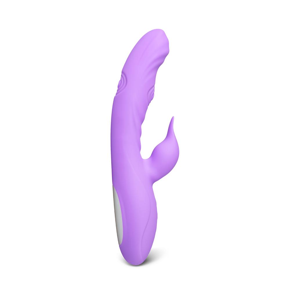 7-Speed Purple Color Silicone Rabbit Vibrator with Double Tapping Function