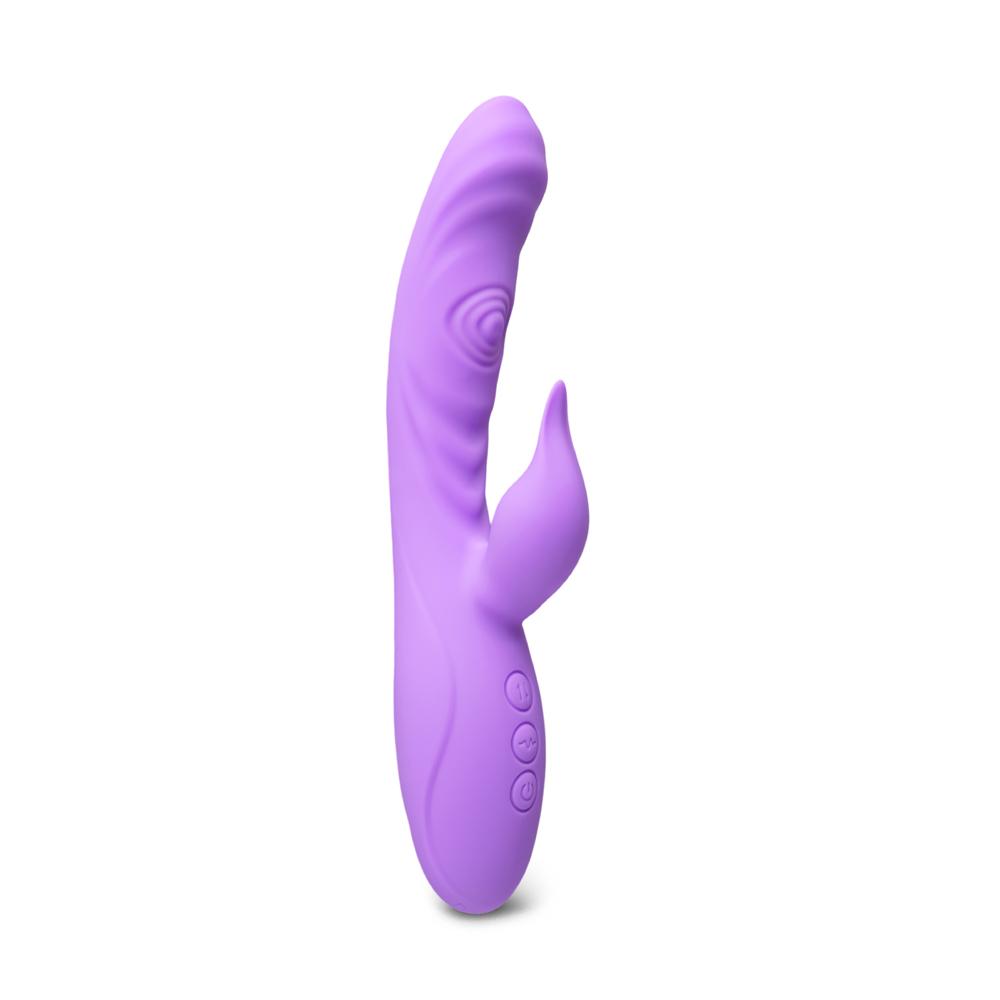 7-Speed Purple Color Silicone Rabbit Vibrator with Double Tapping Function